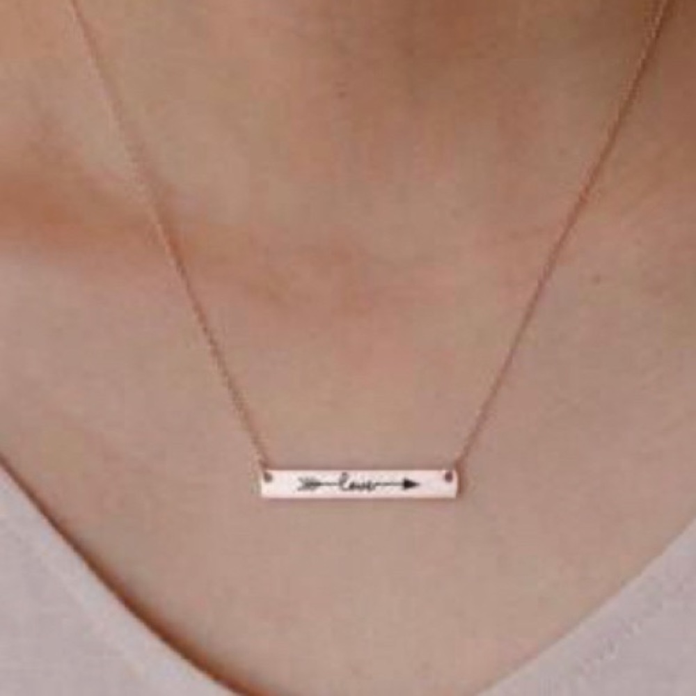 LAST 1 ๐HP๐ 2X: Dainty Love Arrow Bar Necklace๐ - Picture 5 of 5